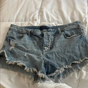 Just USA Women's Frayed Hem Jean Shorts - Light Blue